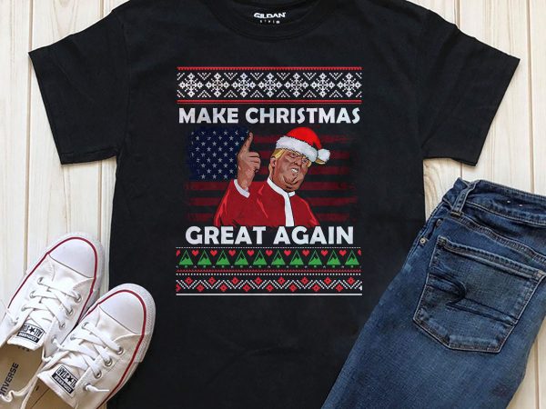 Make christmas great again png psd t-shirt design for download