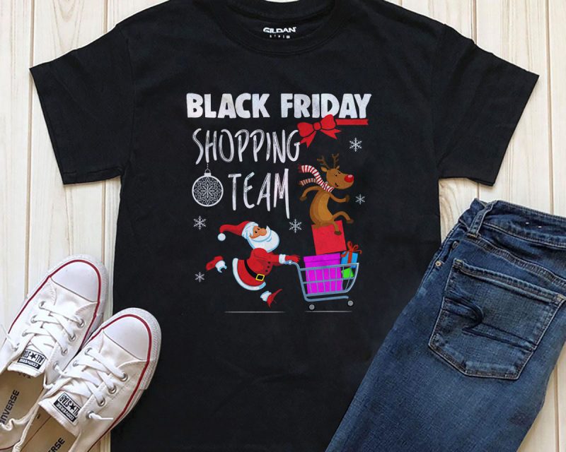Black Friday Shopping team Christmas t-shirt template vector t shirt design