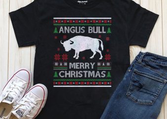 Angus Bull Merry Christmas t-shirt template PNG