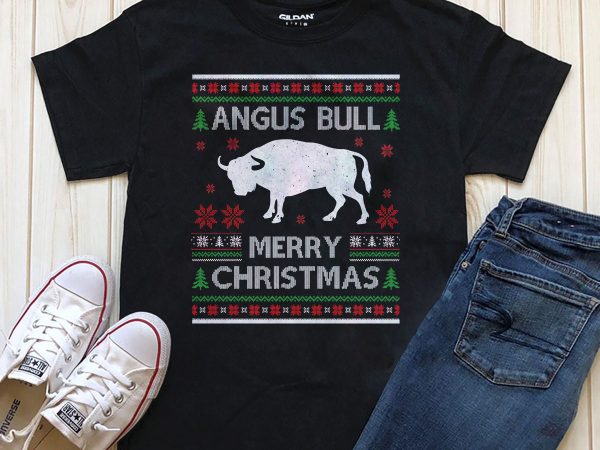 Angus bull merry christmas t-shirt template png