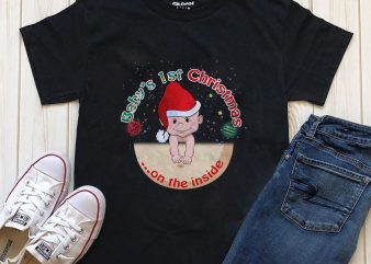 Baby’s 1st Christmas graphic t-shirt design PNG PSD files