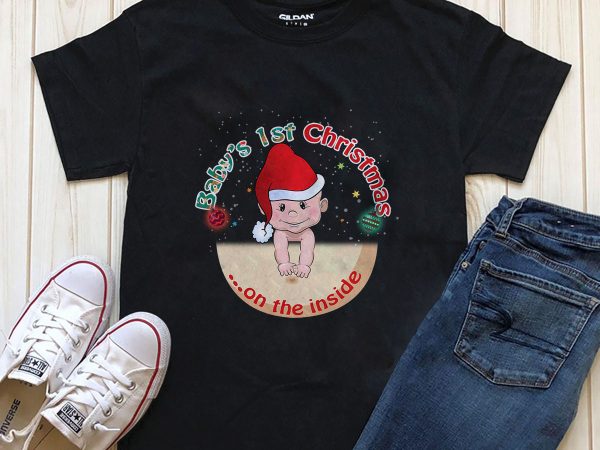 Baby’s 1st christmas graphic t-shirt design png psd files