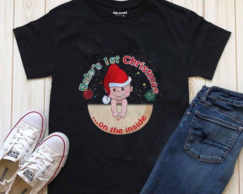 Baby’s 1st Christmas graphic t-shirt design PNG PSD files t-shirt designs for merch by amazon