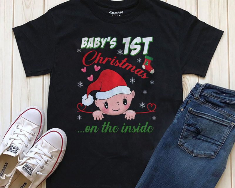 Baby’s 1st Christmas on the inside t-shirt graphic design for download t shirt design graphic