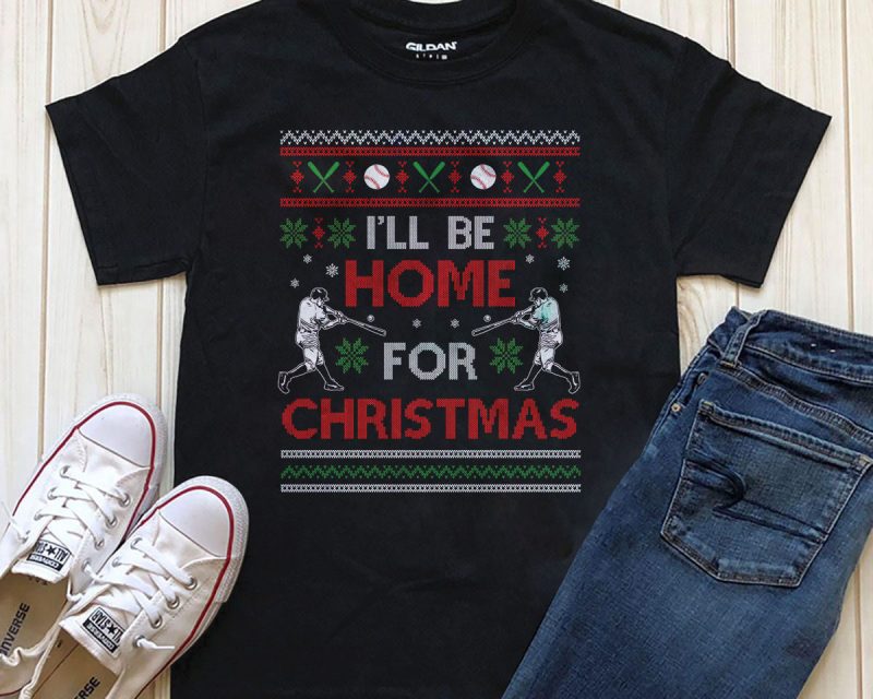 I’ll be home for Christmas Png Psd editable text graphic t-shirt design t shirt designs for printful