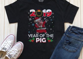 2019 Year of the PIG Christmas T-shirt design PNG PSD files