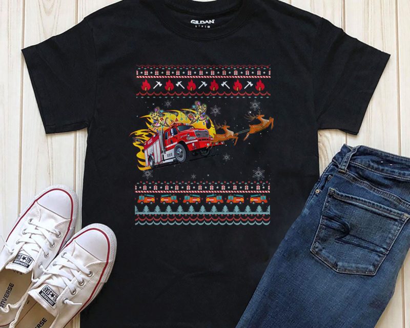 Firefighter Truck Christmas Png t-shirt design graphic buy t shirt design