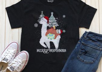 Merry Slothmas, Lama Png T-shirt design, editable text