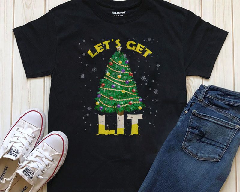 Let’s Get Lit, Christmas tree Png graphic thsirt design buy t shirt design