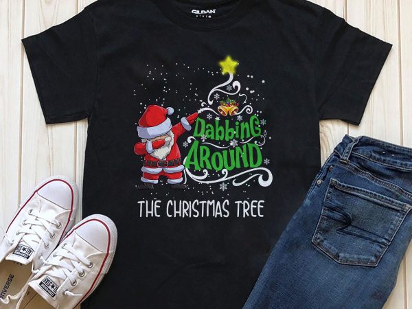 Dabbing around, the christmas tree png t-shirt design template