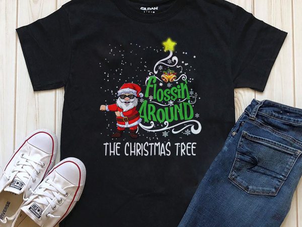 Flossing around, the christmas tree png psd t-shirt design