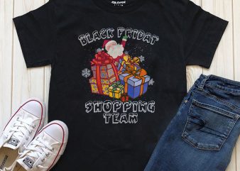 Black Friday Shopping Team Santa png psd editable t-shirt design template