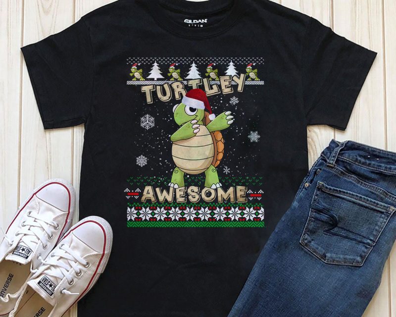 Turtley awesome Christmas T-shirt design tshirt design for merch by amazon