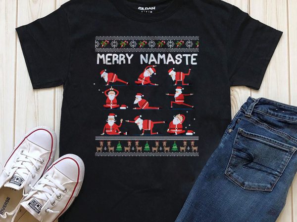 Merry namaste christmas t-shirt design template