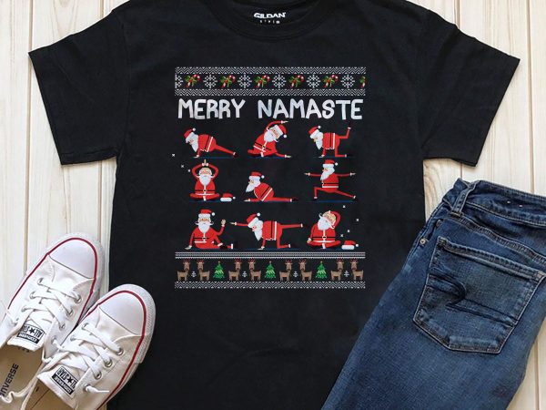 Merry namaste christmas t-shirt design template Merry namaste christmas t-shirt design template