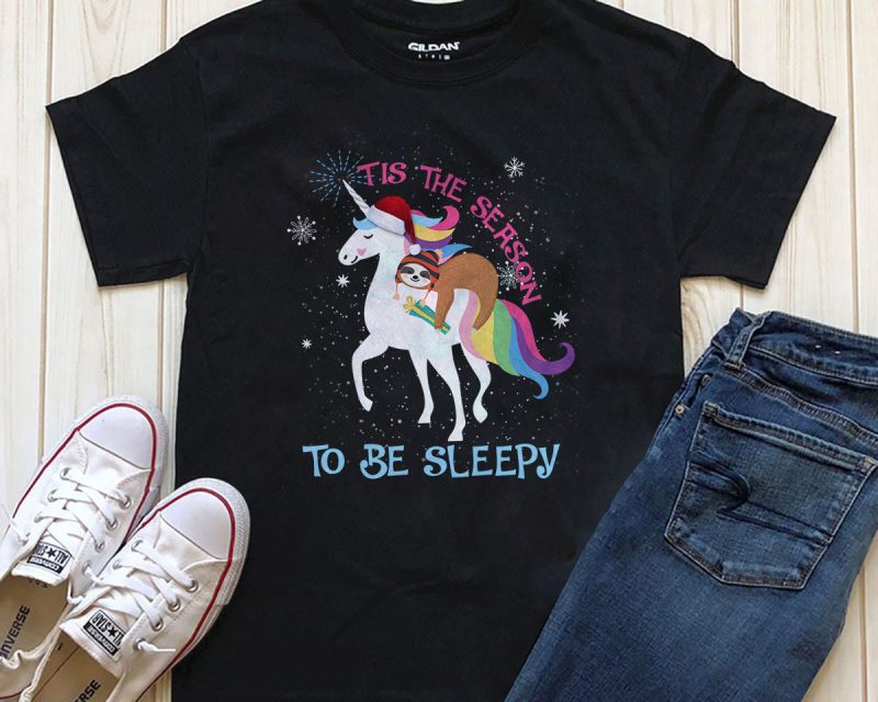 This is The season to be sleepy sloth unicorn png t-shirt design tshirt design for merch by amazon