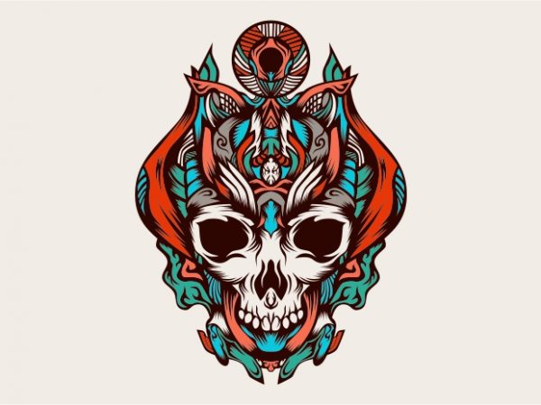 King of the skulls from the darkness vector t-shirt design template