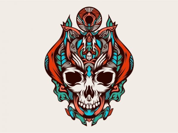 king of the skulls from the darkness vector t-shirt design template king of the skulls from the darkness vector t-shirt design template