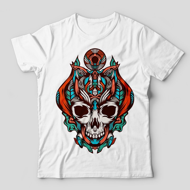 king of the skulls from the darkness vector t-shirt design template tshirt design for merch by amazon