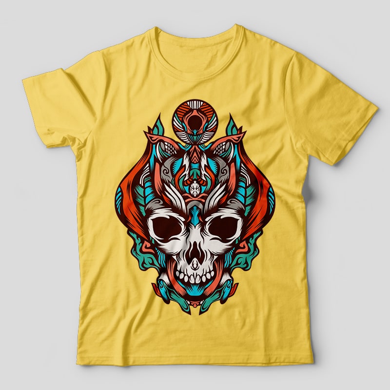 king of the skulls from the darkness vector t-shirt design template tshirt design for merch by amazon