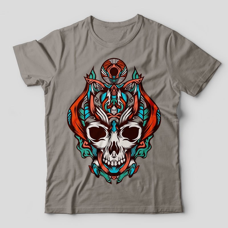 king of the skulls from the darkness vector t-shirt design template tshirt design for merch by amazon