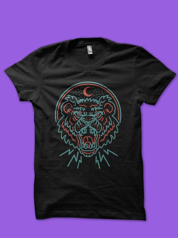 angry beast vector t-shirt design t shirt designs for printify
