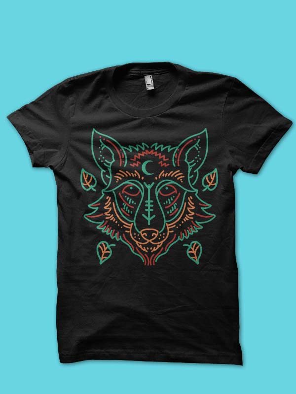 fox line art vector t-shirt design commercial use t shirt designs