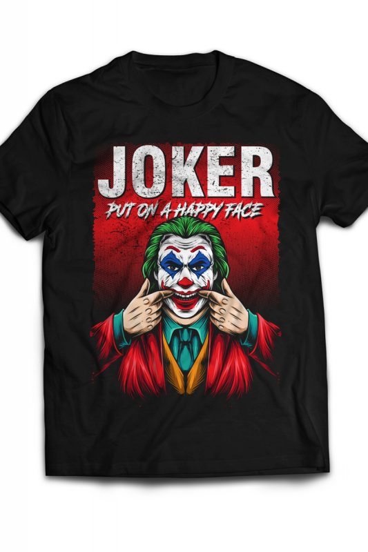 Joker Happy Face t shirt design graphic