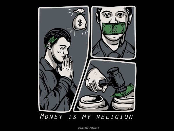 Money is my religion print ready shirt design