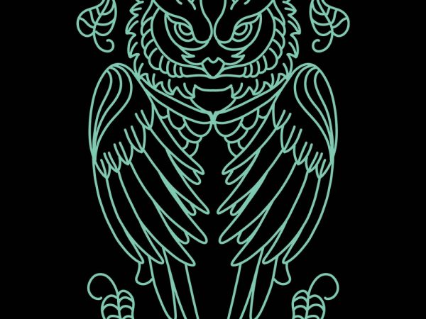 Owl monoline tshirt design