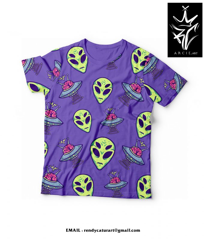 ALIEN full print vector t-shirt design , graphics design tshirt design for merch by amazon