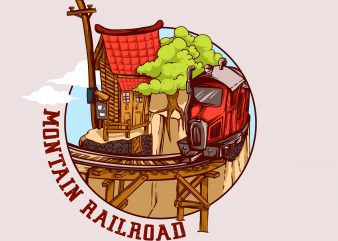 Montain railroad t shirt design for download