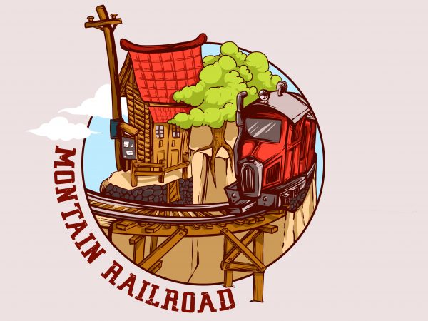 Montain railroad t shirt design for download