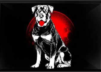 rottweiler moon vector t-shirt design