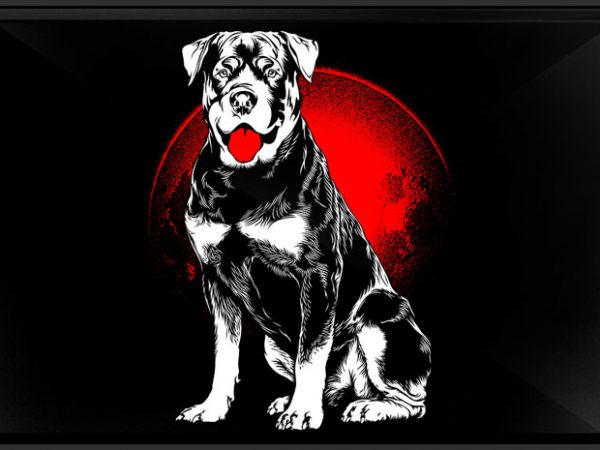 Rottweiler moon vector t-shirt design
