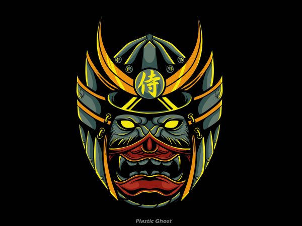 Samurai wolf vector t-shirt design template