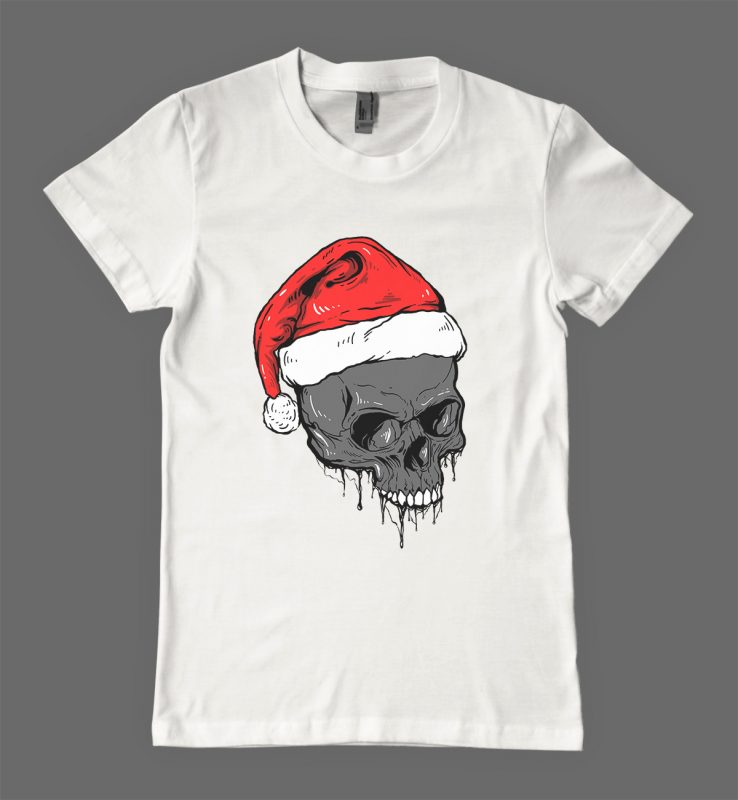 Skull Christmas t-shirt design tshirt-factory.com