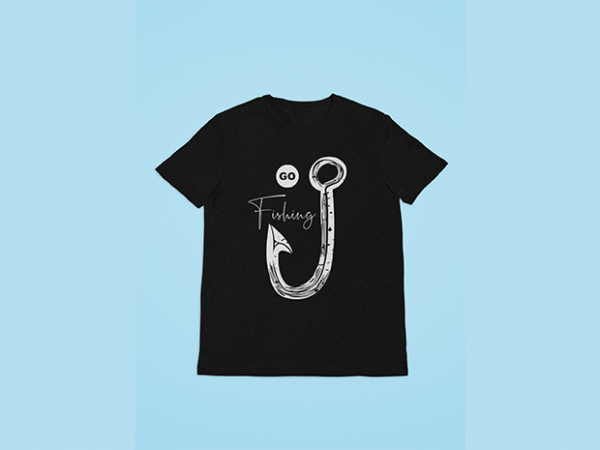 Go fishing art t shirt design for purchase