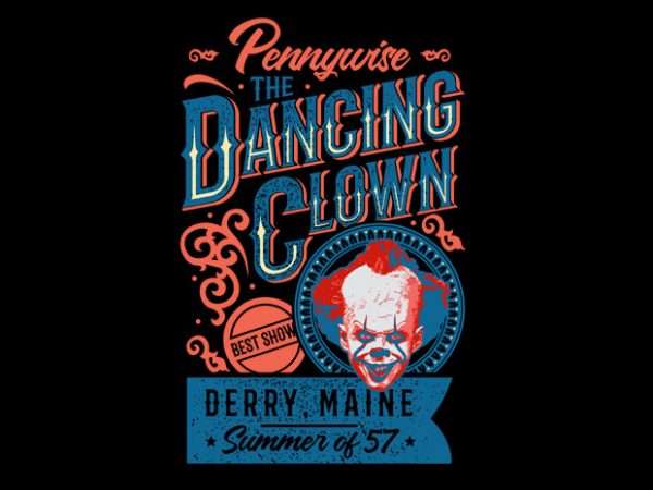The dancing clown t shirt design for purchase