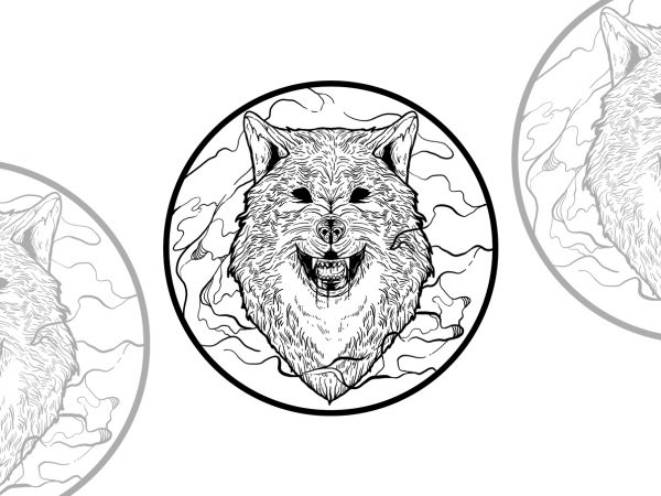 Black wolf t-shirt design