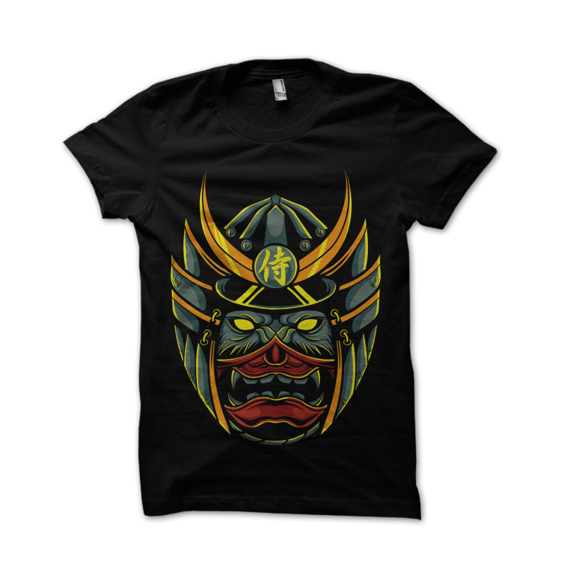 samurai wolf tshirt design for merch by amazon