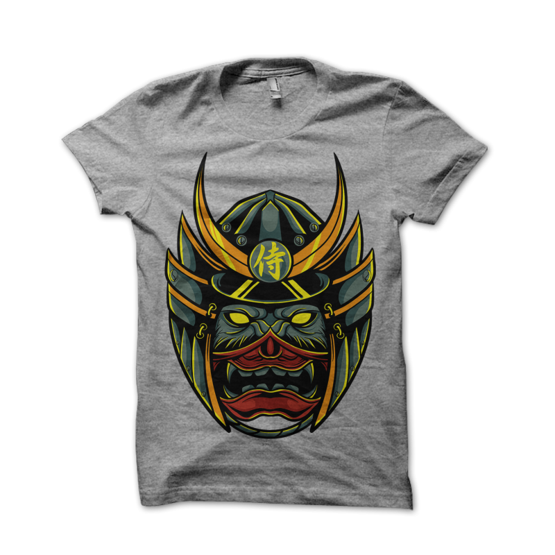 samurai wolf tshirt design for merch by amazon