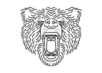 Bear Roar Line vector t-shirt design template
