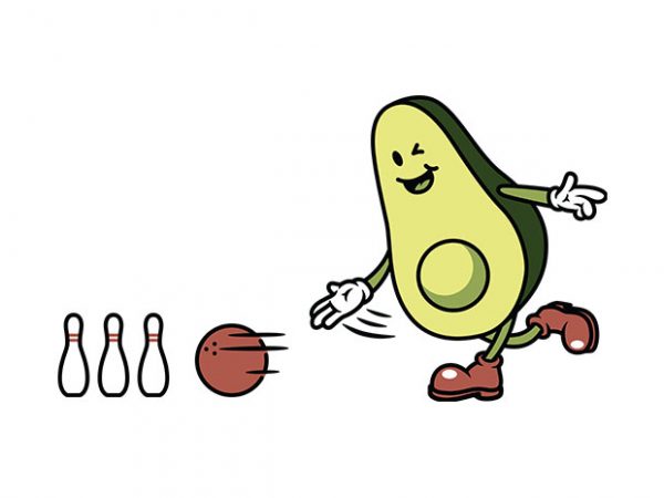 Avocado playing bowling vector shirt design