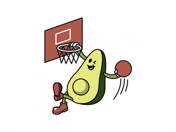 Avocado playing basketball vector t-shirt design