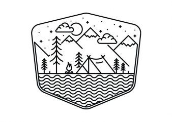 Camping Line vector t shirt design artwork