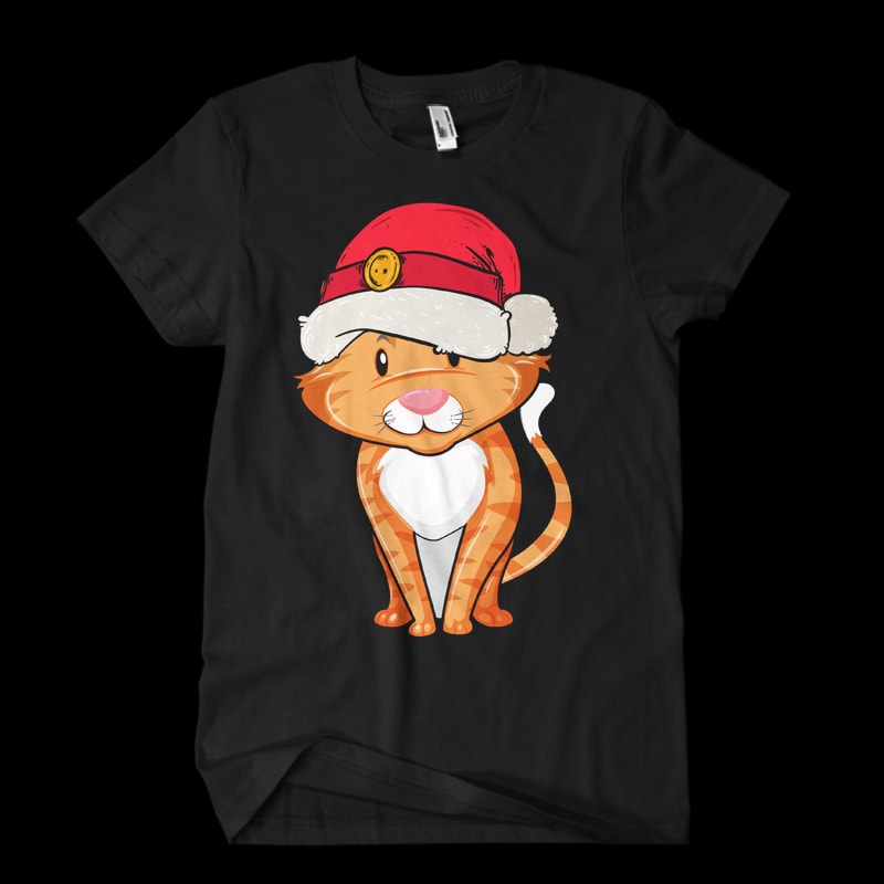 cat Christmas commercial use t shirt designs