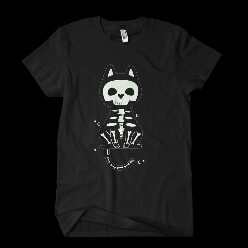 cat skull t shirt designs for merch teespring and printful