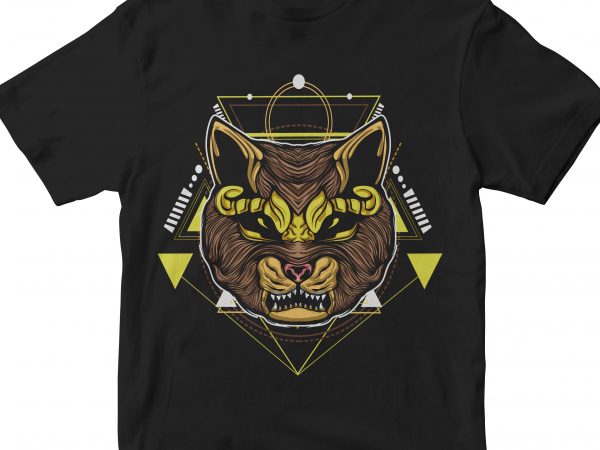 Cat head geometric commercial use t-shirt design