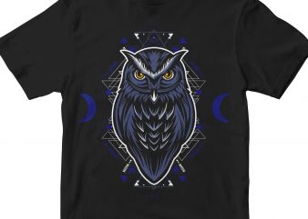 OWL HEAD GEOMETRIC print ready shirt design